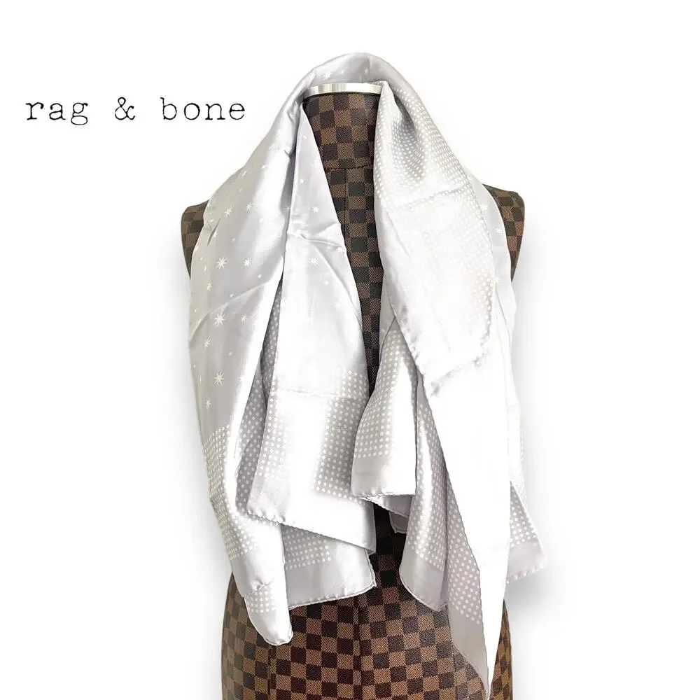 Rag & Bone Silk Scarf Stars Polka Dots 44